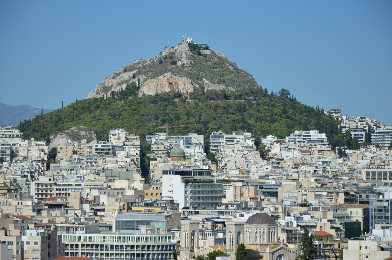 Udsigt fra Lycabettus-bjerget over Athens skyline
